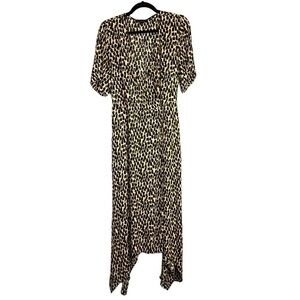 Banana Republic Dress Womens Beige 6 Polka Dot Handkerchief Wrap Midi Classic